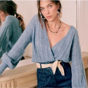 Sézane wool blend reversible wrap sweater